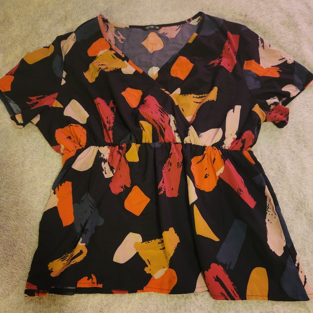 Shein Curve 3X 3XL Abstract Geometric Print Stretchy Empire Waist NWOT
